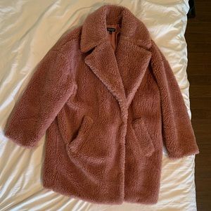 US8 Topshop Pink/Mauve Teddy Bear Coat